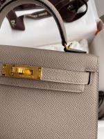 Hermes Kelly Mini II Sellier Handmade Bag In Gris Asphalt Epsom Calfskin - Image 9