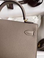 Hermes Kelly Mini II Sellier Handmade Bag In Gris Asphalt Epsom Calfskin - Image 2