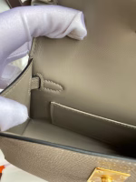 Hermes Kelly Mini II Sellier Handmade Bag In Gris Asphalt Epsom Calfskin - Image 5
