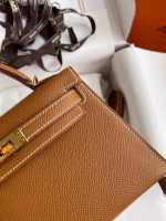 Hermes Kelly Mini II Sellier Handmade Bag In Gold Epsom Calfskin - Image 8