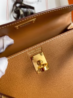 Hermes Kelly Mini II Sellier Handmade Bag In Gold Epsom Calfskin - Image 4