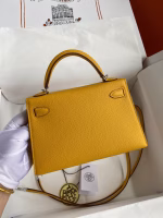 Hermes Kelly Mini II Sellier Handmade Bag In Jaune Ambre Epsom Calfskin - Image 2