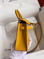 Hermes Kelly Mini II Sellier Handmade Bag In Jaune Ambre Epsom Calfskin - Image 4