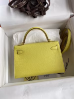 Hermes Kelly Mini II Sellier Handmade Bag In Lime Epsom Calfskin - Image 6