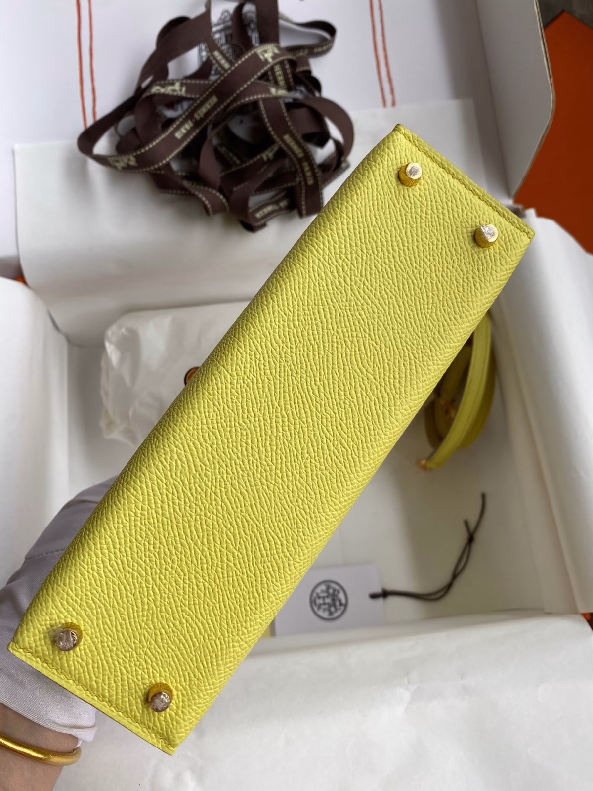 Hermes Kelly Mini II Sellier Handmade Bag In Lime Epsom Calfskin - Image 7
