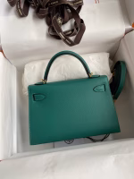 Hermes Kelly Mini II Sellier Handmade Bag In Malachite Epsom Calfskin - Image 6