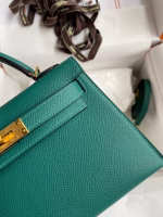 Hermes Kelly Mini II Sellier Handmade Bag In Malachite Epsom Calfskin - Image 8