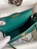 Hermes Kelly Mini II Sellier Handmade Bag In Malachite Epsom Calfskin - Image 5