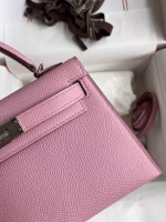 Hermes Kelly Mini II Sellier Handmade Bag In Mauve Sylvestre Epsom Calfskin - Image 8