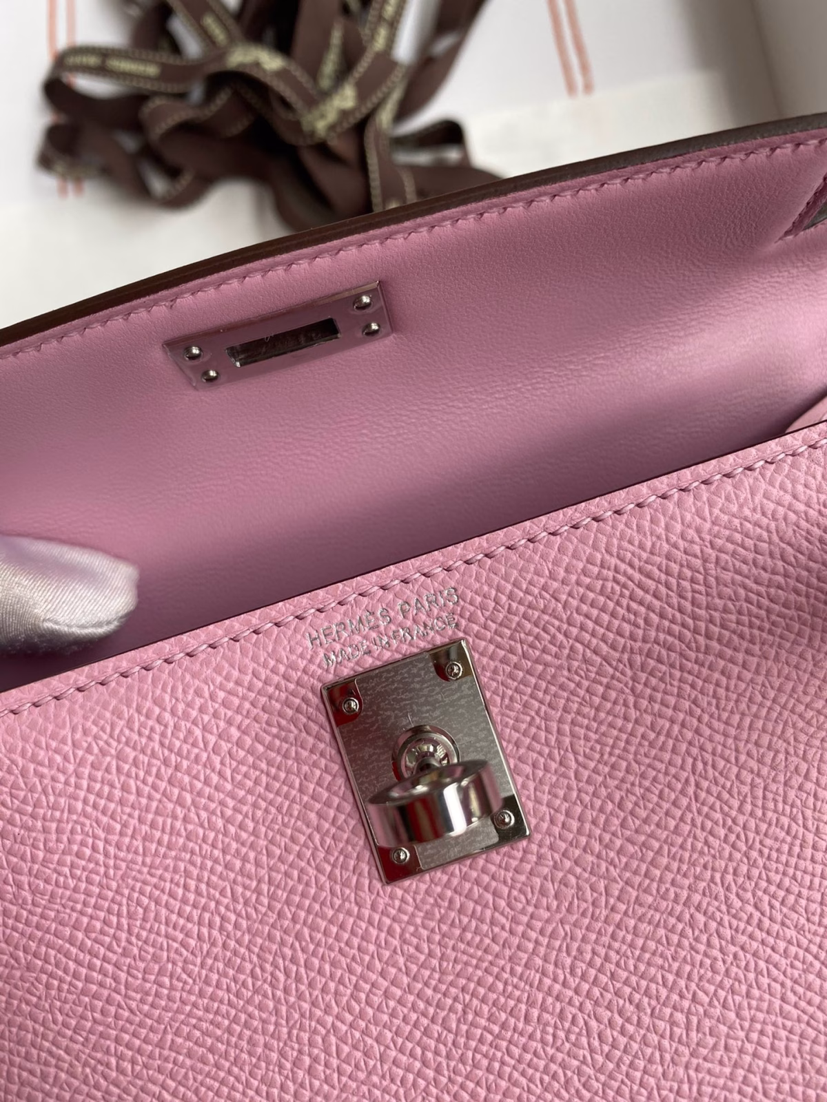 Hermes Kelly Mini II Sellier Handmade Bag In Mauve Sylvestre Epsom Calfskin - Image 4