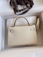 Hermes Kelly Mini II Sellier Handmade Bag In Nata Epsom Calfskin - Image 6