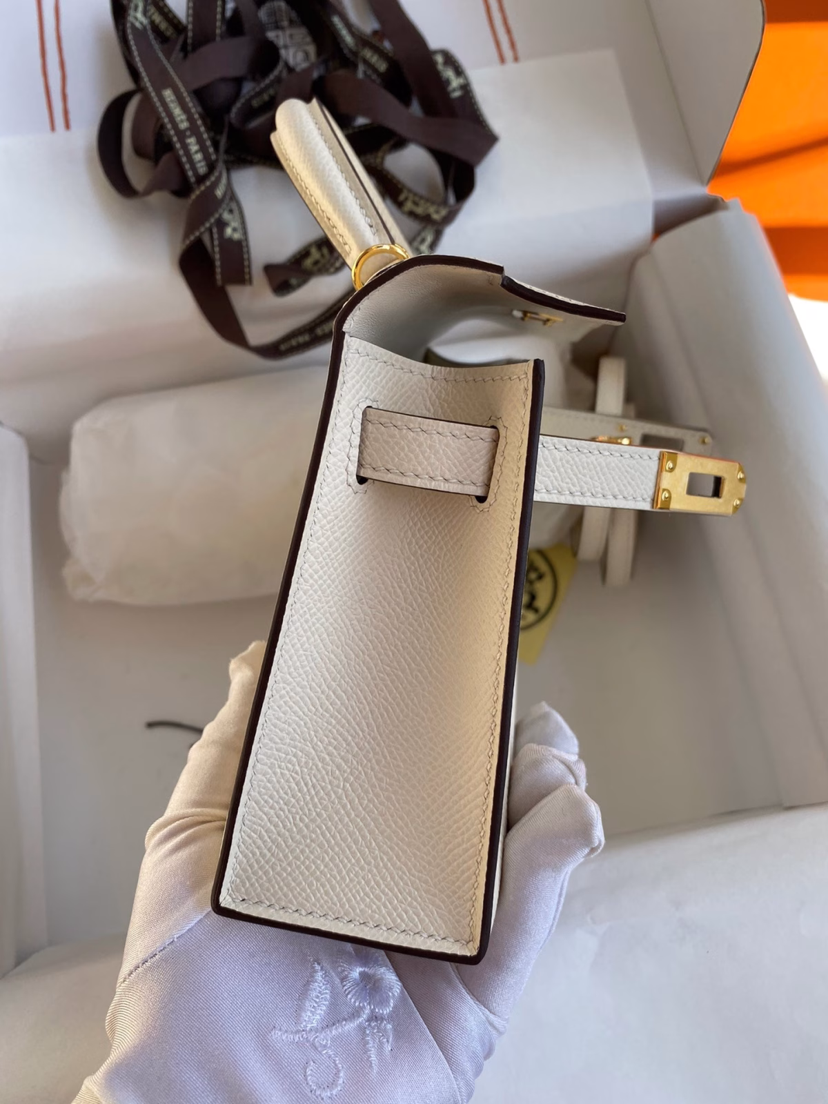 Hermes Kelly Mini II Sellier Handmade Bag In Nata Epsom Calfskin - Image 2