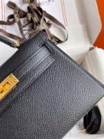Hermes Kelly Mini II Sellier Handmade Bag In Black Epsom Calfskin - Image 6