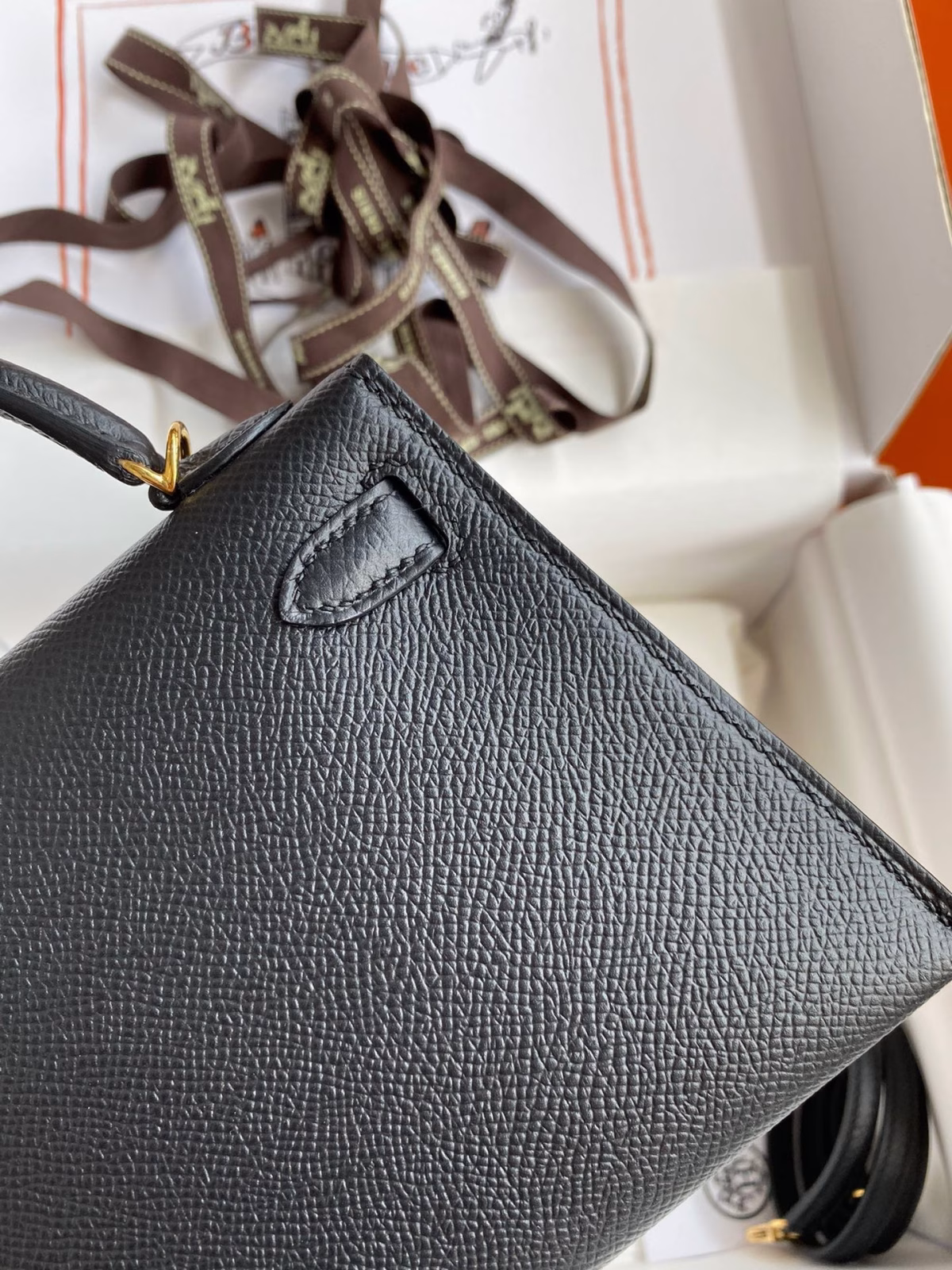Hermes Kelly Mini II Sellier Handmade Bag In Black Epsom Calfskin - Image 4