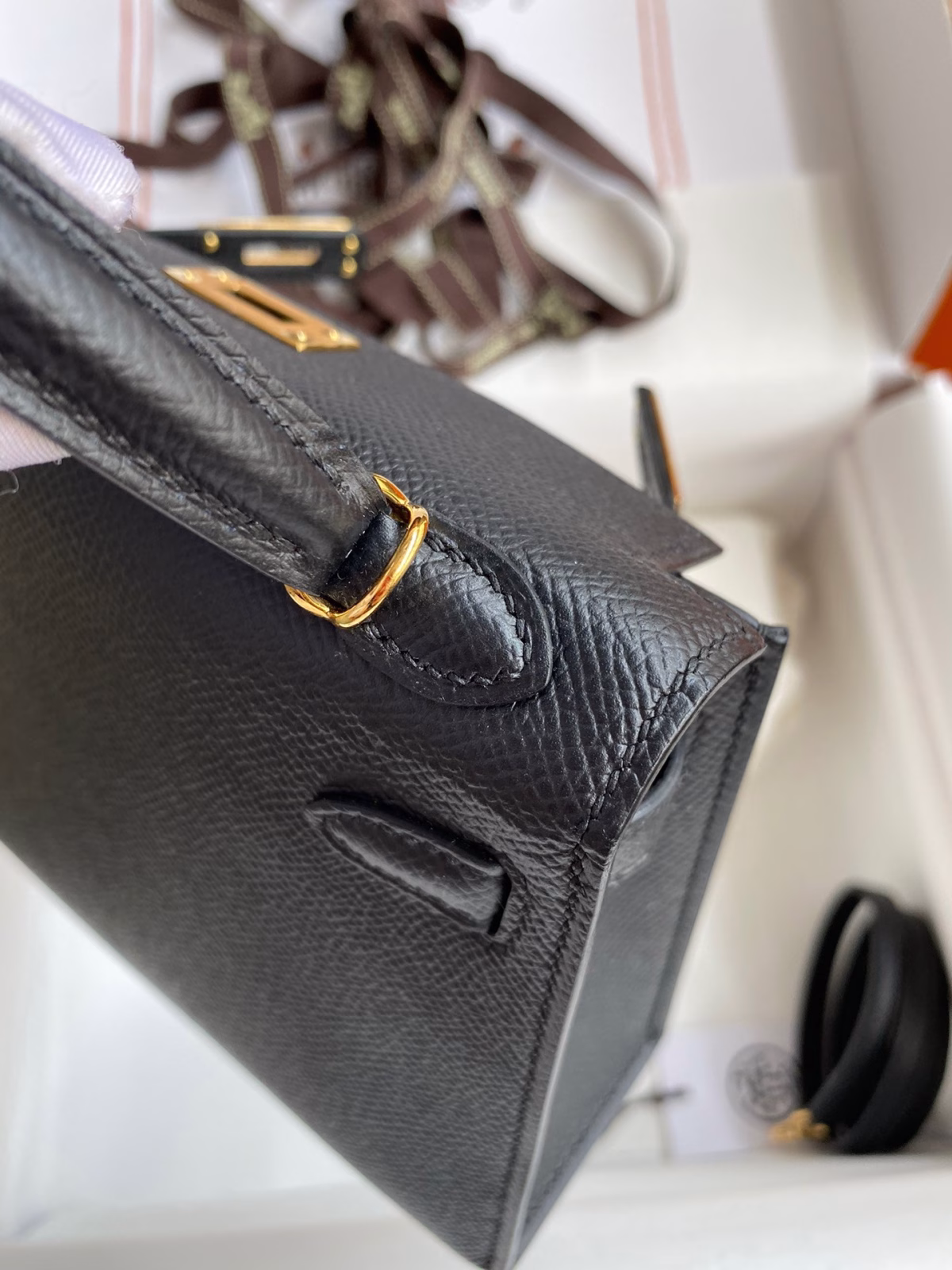 Hermes Kelly Mini II Sellier Handmade Bag In Black Epsom Calfskin - Image 2