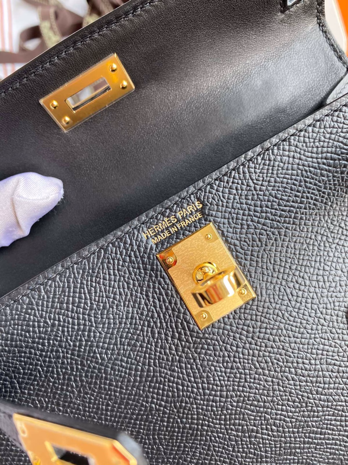 Hermes Kelly Mini II Sellier Handmade Bag In Black Epsom Calfskin - Image 9