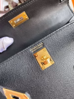 Hermes Kelly Mini II Sellier Handmade Bag In Black Epsom Calfskin - Image 9