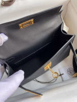 Hermes Kelly Mini II Sellier Handmade Bag In Black Epsom Calfskin - Image 5