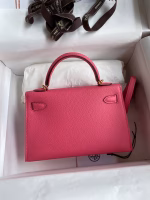 Hermes Kelly Mini II Sellier Handmade Bag In Rose Azalee Epsom Calfskin - Image 6
