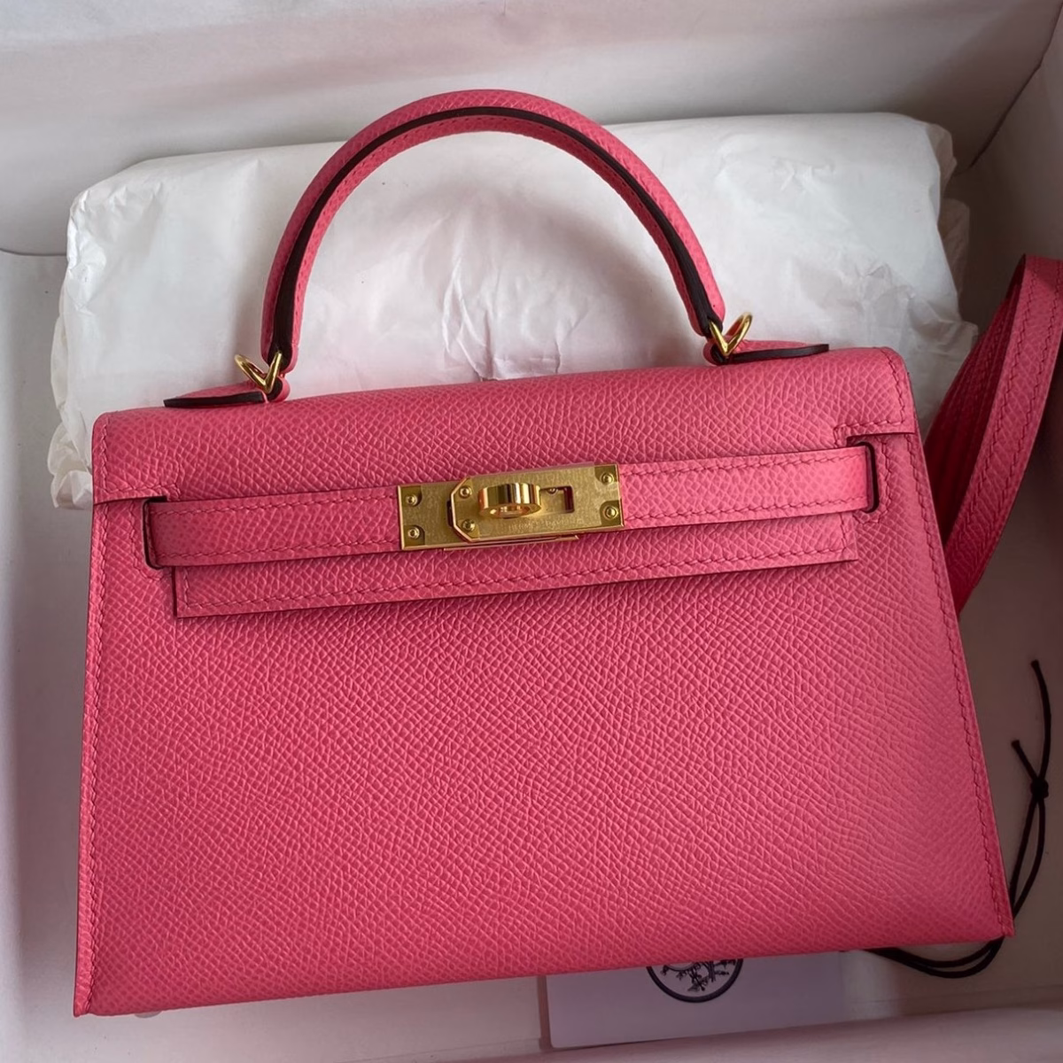 Hermes Kelly Mini II Sellier Handmade Bag In Rose Azalee Epsom Calfskin - Image 1