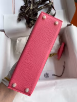 Hermes Kelly Mini II Sellier Handmade Bag In Rose Azalee Epsom Calfskin - Image 7
