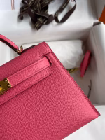 Hermes Kelly Mini II Sellier Handmade Bag In Rose Azalee Epsom Calfskin - Image 8