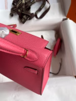 Hermes Kelly Mini II Sellier Handmade Bag In Rose Azalee Epsom Calfskin - Image 3