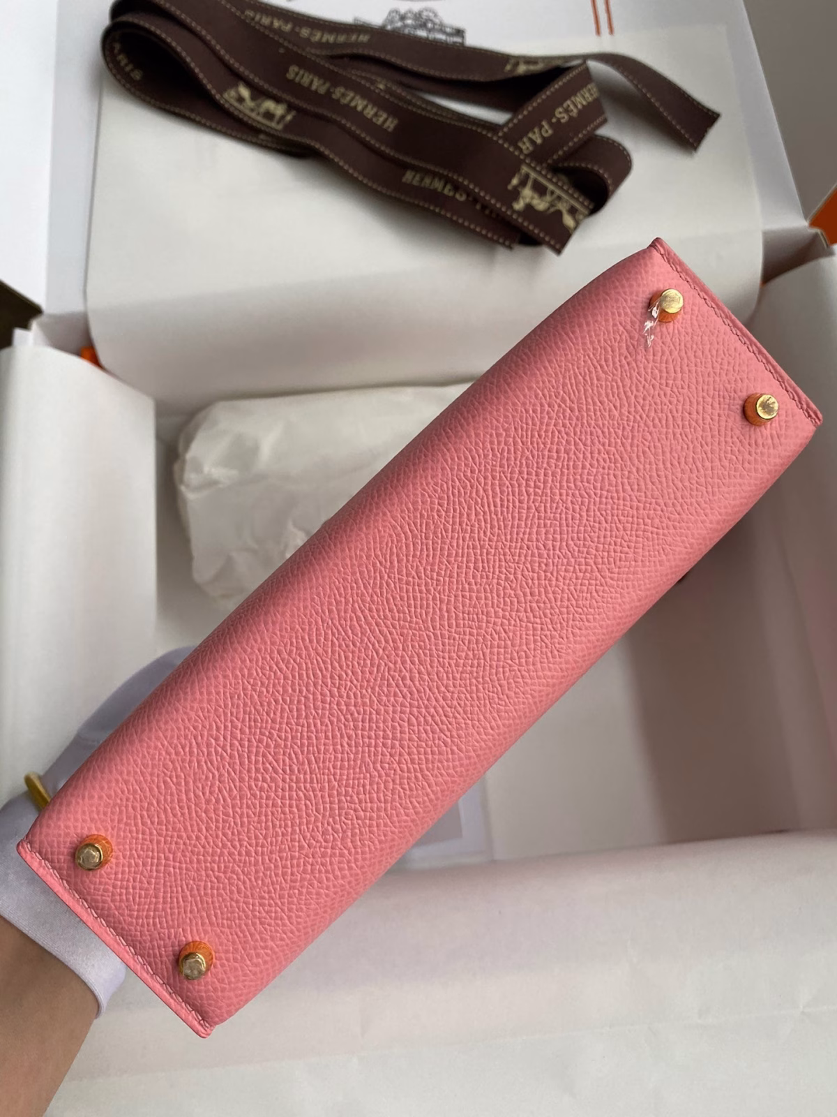 Hermes Kelly Mini II Sellier Handmade Bag In Rose Confetti Epsom Calfskin - Image 7