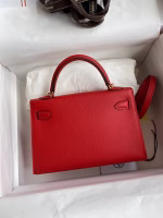 Hermes Kelly Mini II Sellier Handmade Bag In Red Epsom Calfskin - Image 7