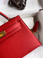 Hermes Kelly Mini II Sellier Handmade Bag In Red Epsom Calfskin - Image 9