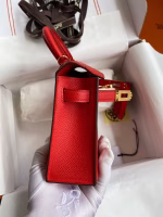 Hermes Kelly Mini II Sellier Handmade Bag In Red Epsom Calfskin - Image 3