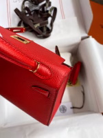 Hermes Kelly Mini II Sellier Handmade Bag In Red Epsom Calfskin - Image 4