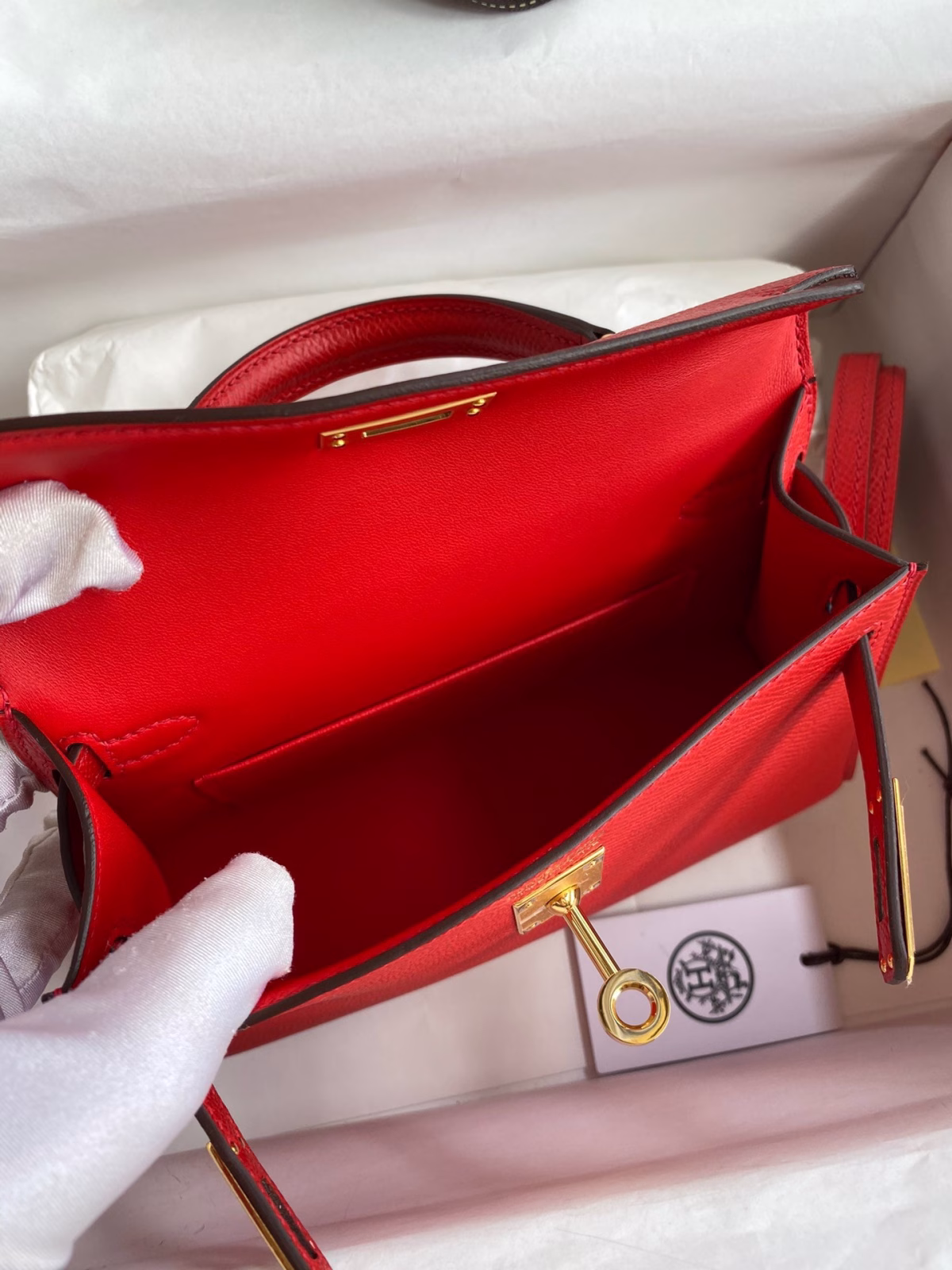 Hermes Kelly Mini II Sellier Handmade Bag In Red Epsom Calfskin - Image 5