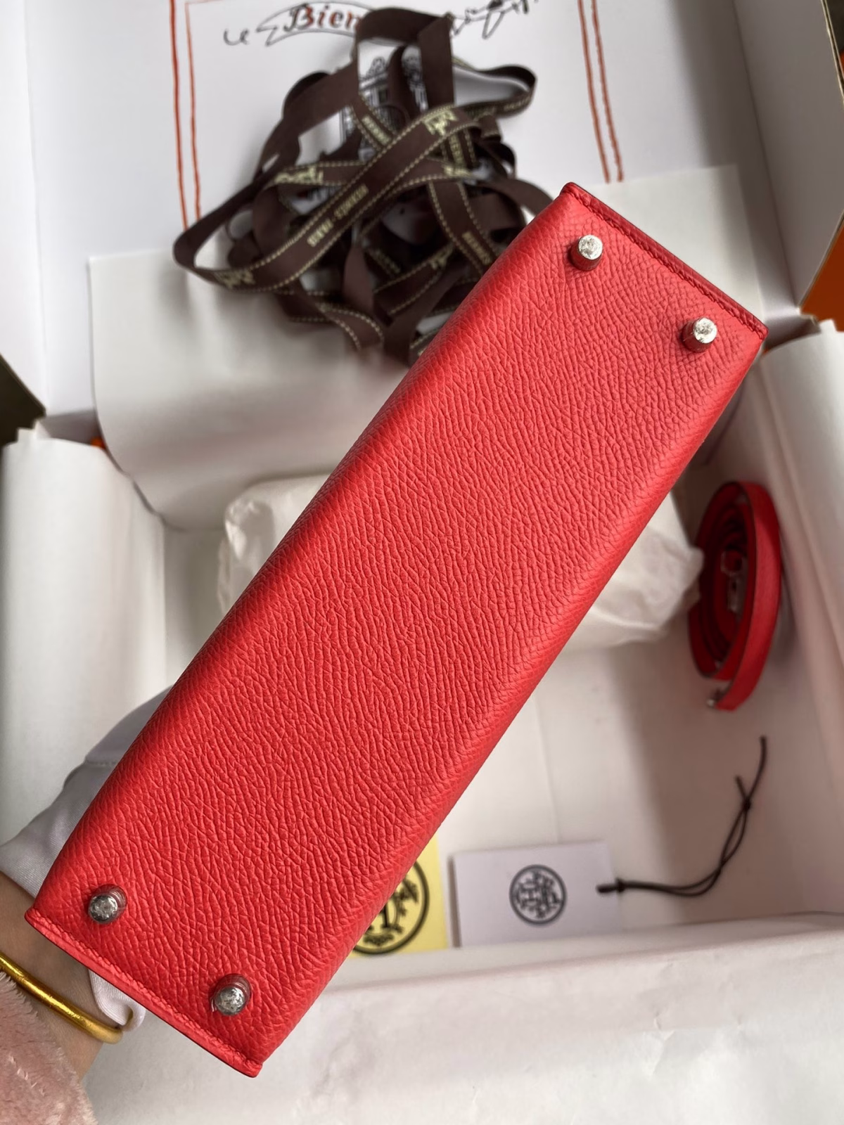 Hermes Kelly Mini II Sellier Handmade Bag In Piment Epsom Calfskin - Image 9