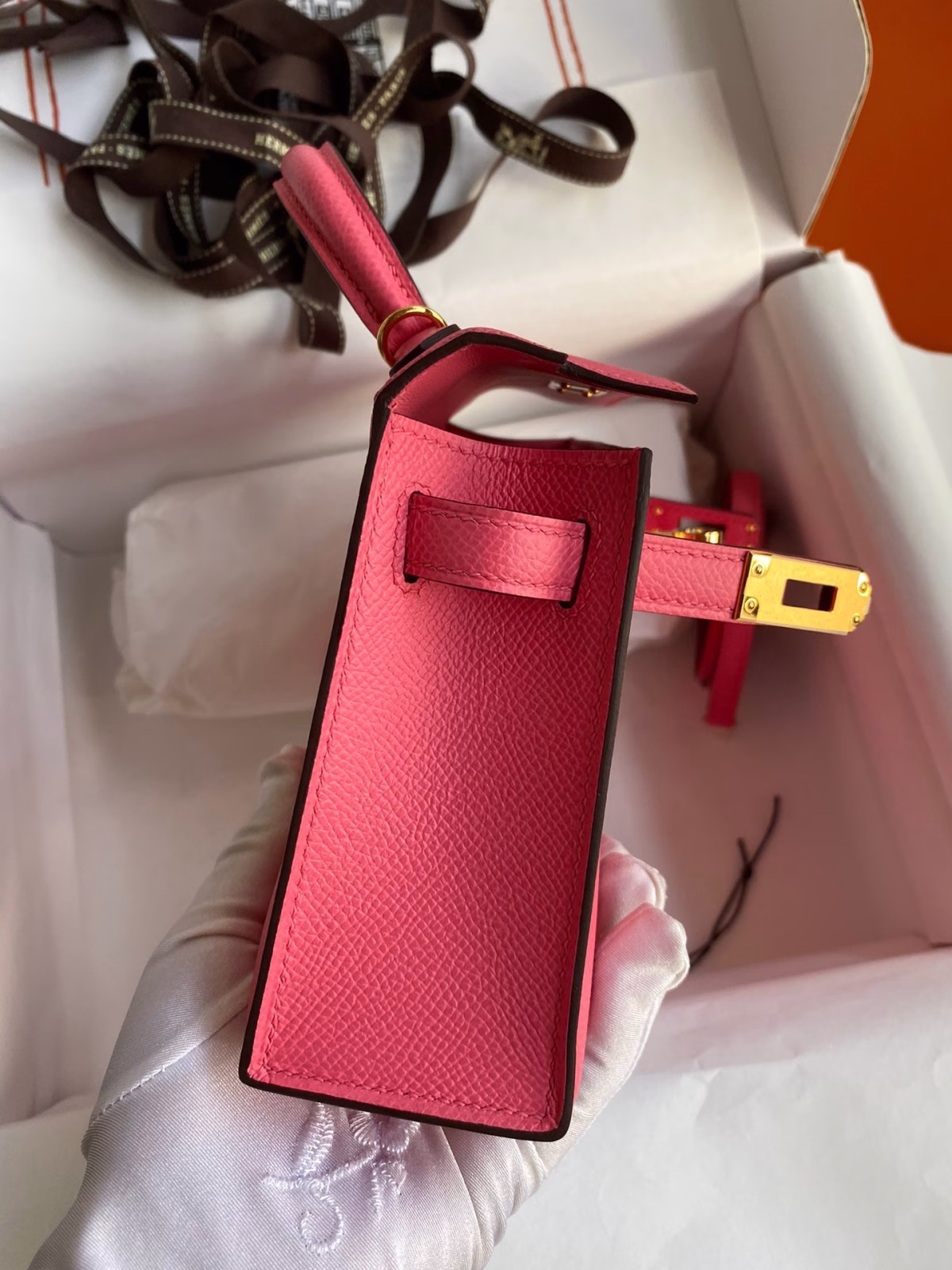Hermes Kelly Mini II Sellier Handmade Bag In Rose Lipstick Epsom Calfskin - Image 2