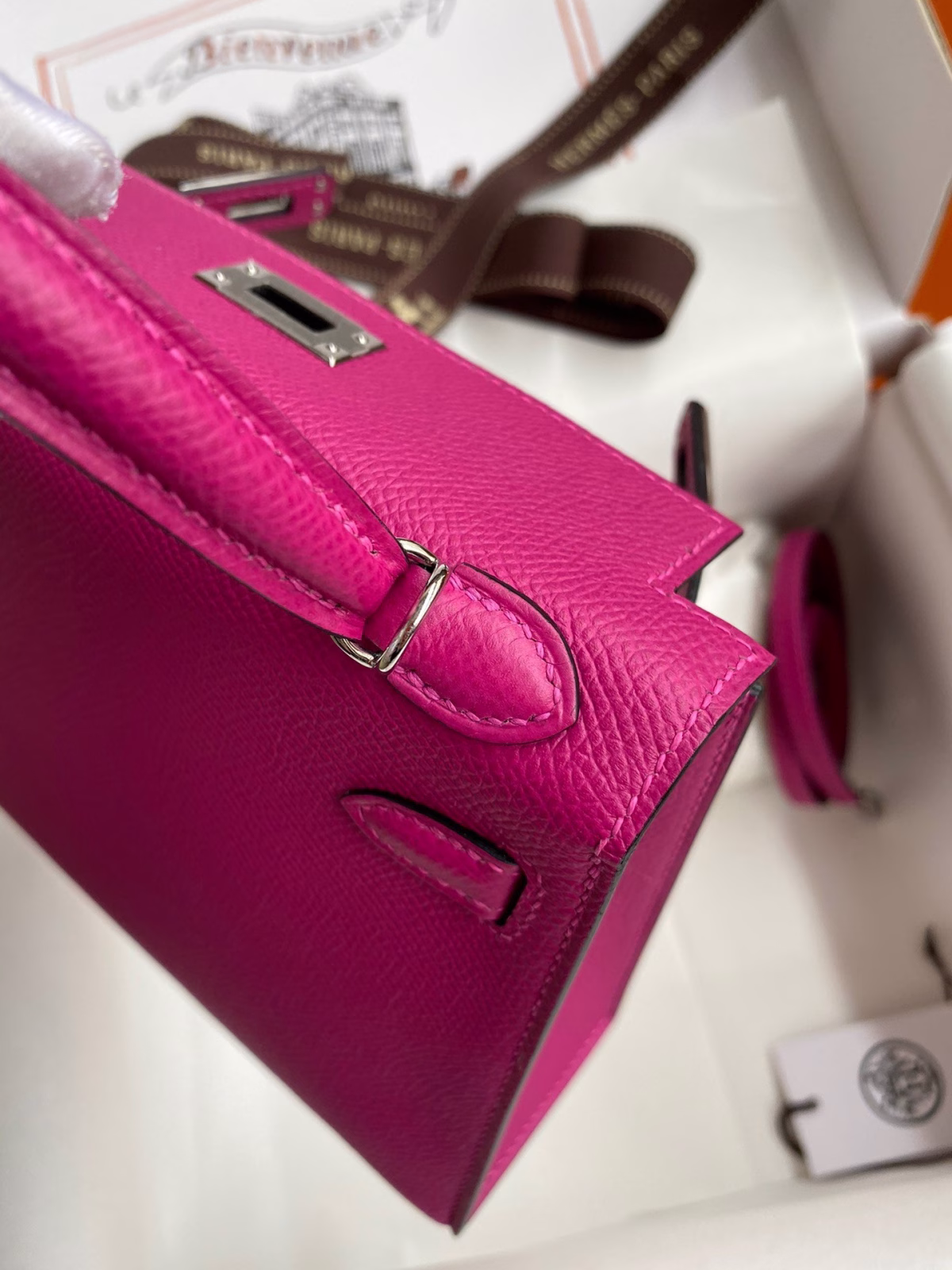 Hermes Kelly Mini II Sellier Handmade Bag In Rose Purple Epsom Calfskin - Image 4