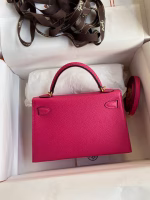Hermes Kelly Mini II Sellier Handmade Bag In Rose Red Epsom Calfskin - Image 9