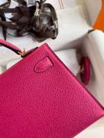 Hermes Kelly Mini II Sellier Handmade Bag In Rose Red Epsom Calfskin - Image 7