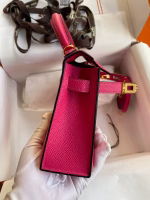 Hermes Kelly Mini II Sellier Handmade Bag In Rose Red Epsom Calfskin - Image 3