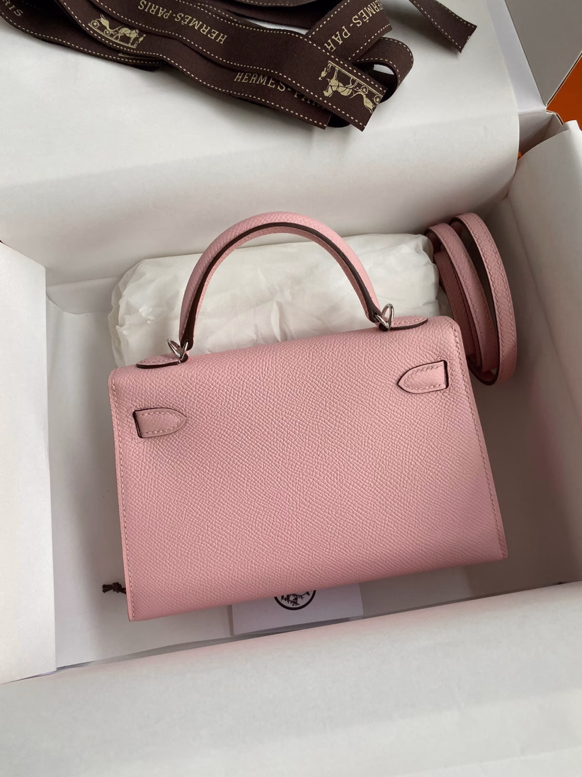 Hermes Kelly Mini II Sellier Handmade Bag In Rose Sakura Epsom Calfskin - Image 6