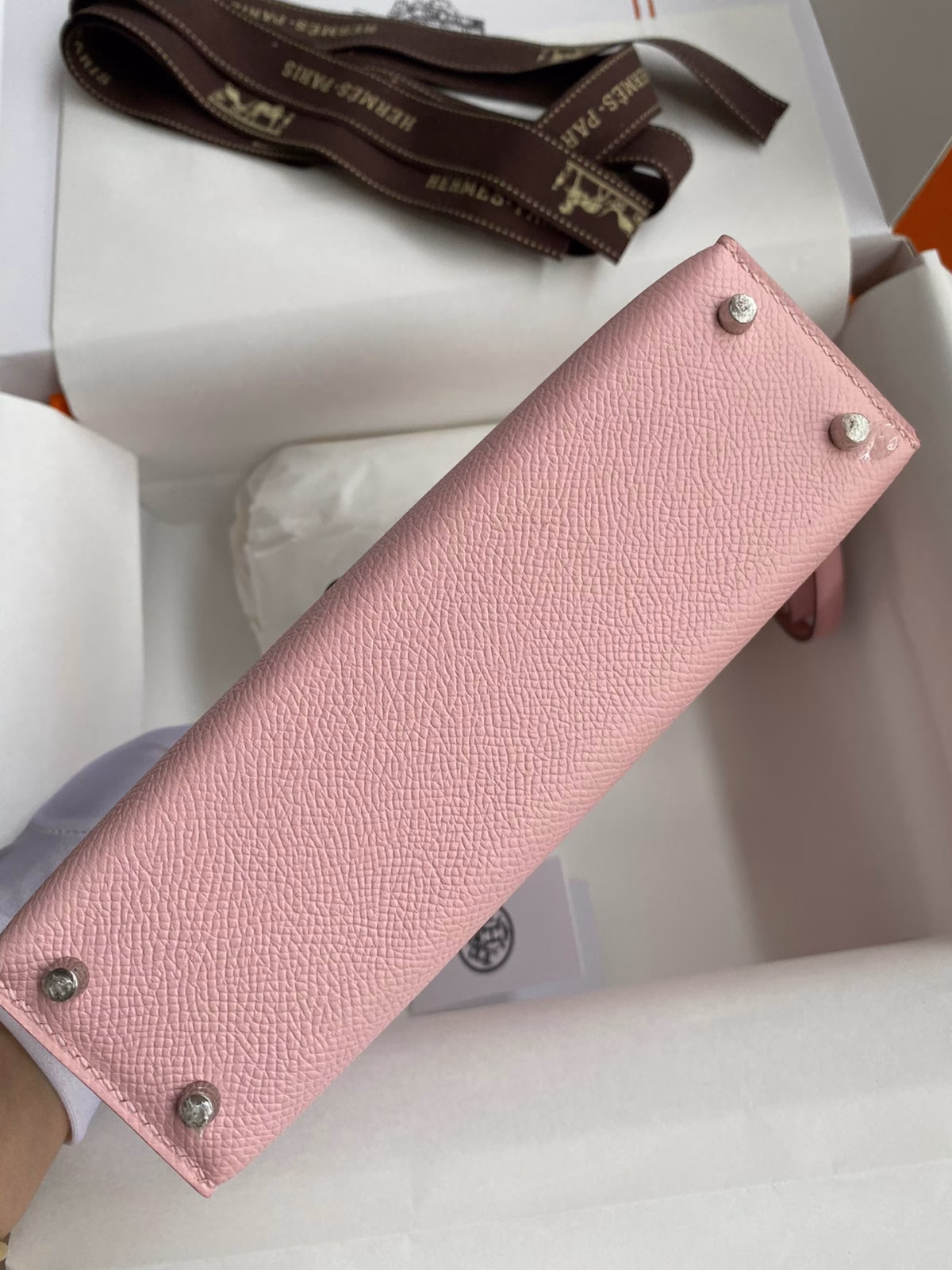 Hermes Kelly Mini II Sellier Handmade Bag In Rose Sakura Epsom Calfskin - Image 7