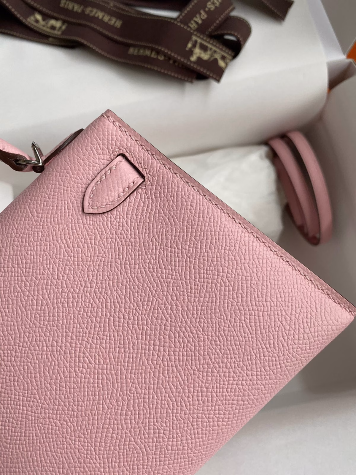 Hermes Kelly Mini II Sellier Handmade Bag In Rose Sakura Epsom Calfskin - Image 9