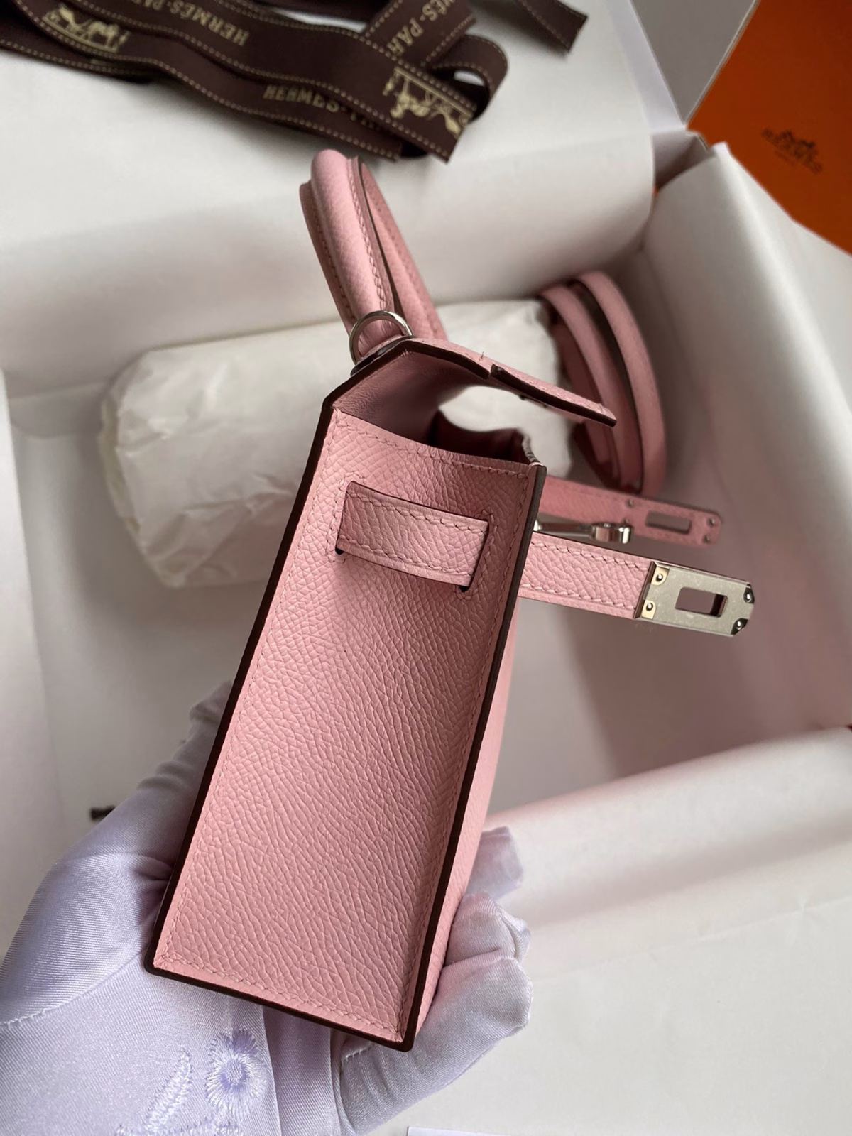 Hermes Kelly Mini II Sellier Handmade Bag In Rose Sakura Epsom Calfskin - Image 2