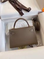 Hermes Kelly Mini II Sellier Handmade Bag In Taupe Epsom Calfskin - Image 6