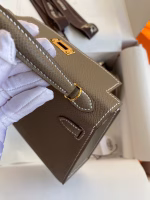 Hermes Kelly Mini II Sellier Handmade Bag In Taupe Epsom Calfskin - Image 3
