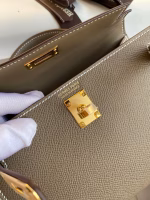 Hermes Kelly Mini II Sellier Handmade Bag In Taupe Epsom Calfskin - Image 4