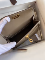 Hermes Kelly Mini II Sellier Handmade Bag In Taupe Epsom Calfskin - Image 5