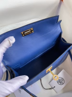 Hermes Kelly Mini II Sellier Handmade Bag In Blue Electric Ostrich Leather - Image 5