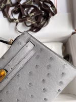 Hermes Kelly Mini II Sellier Handmade Bag In Bleu Glacier Ostrich Leather - Image 8
