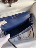 Hermes Kelly Mini II Sellier Handmade Bag In Blue Iris Ostrich Leather - Image 4
